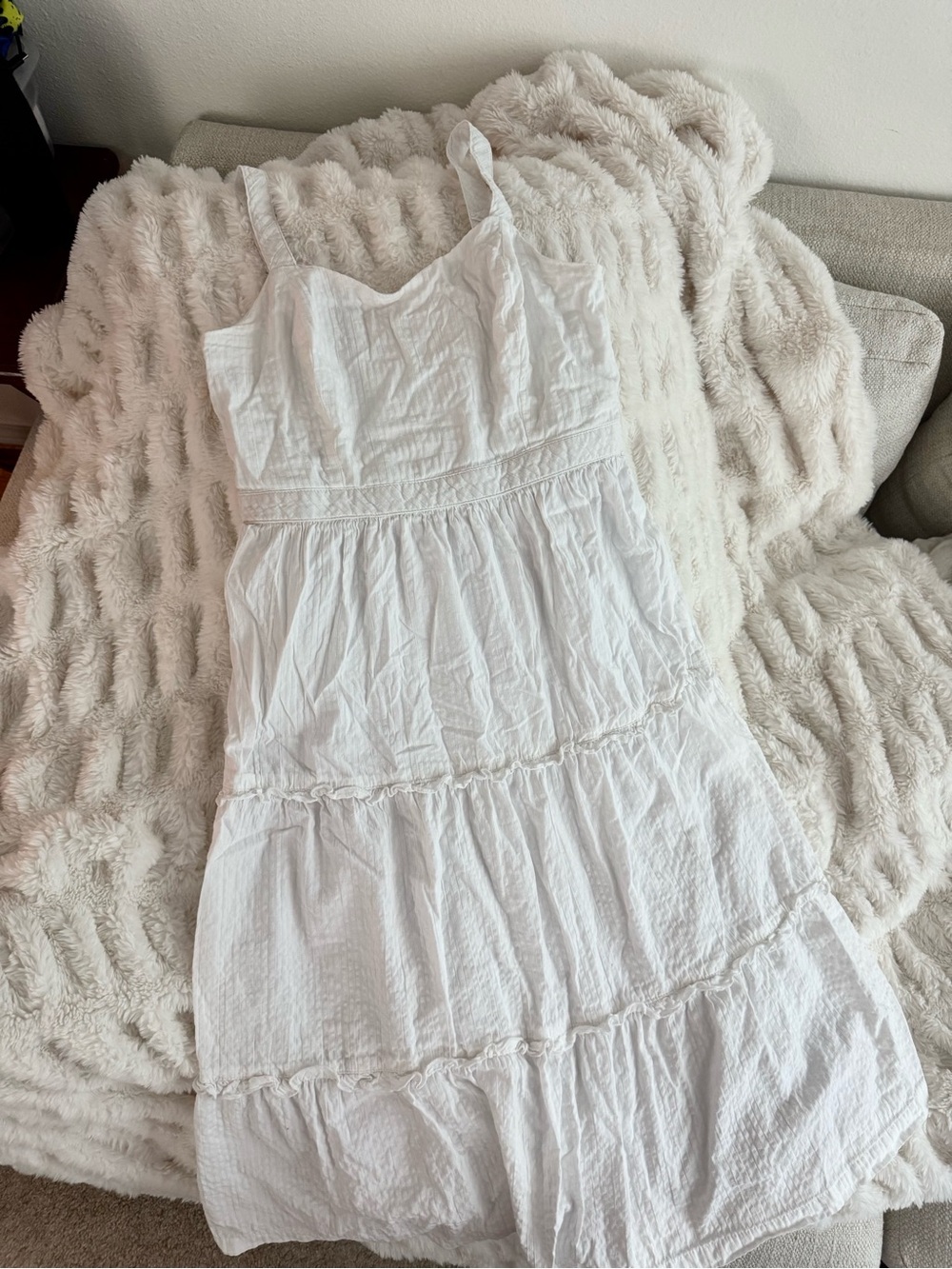 White Tiered Cotton Sundress